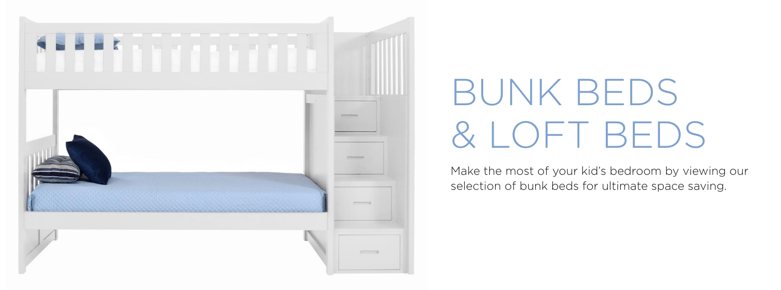 Bunk beds and loft beds. Make the most of your kid's bedroom by viewing our selection of bunk beds for ultimate space saving.